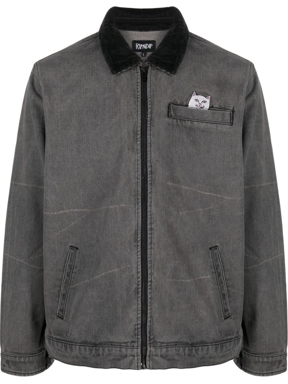 Shop Ripndip Logo-print Cotton Jacket In Grey
