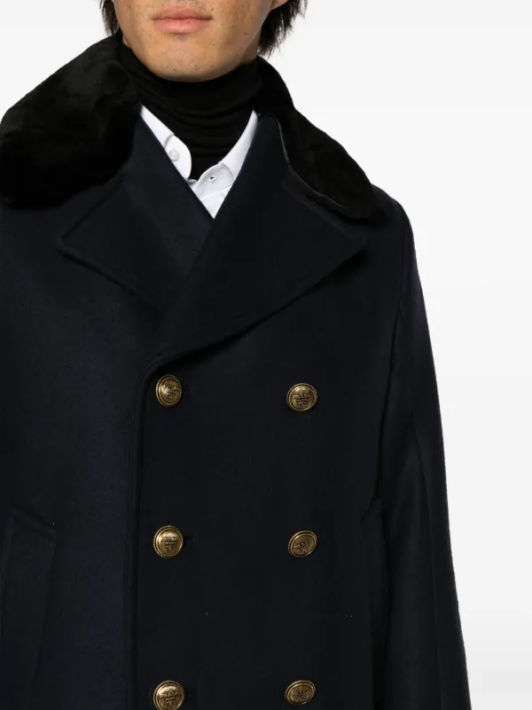 【プラダ・PRADA】Double-breasted cloth peacoat Prada double-breasted Wool Peacoat | Blue | FARFETCH PL