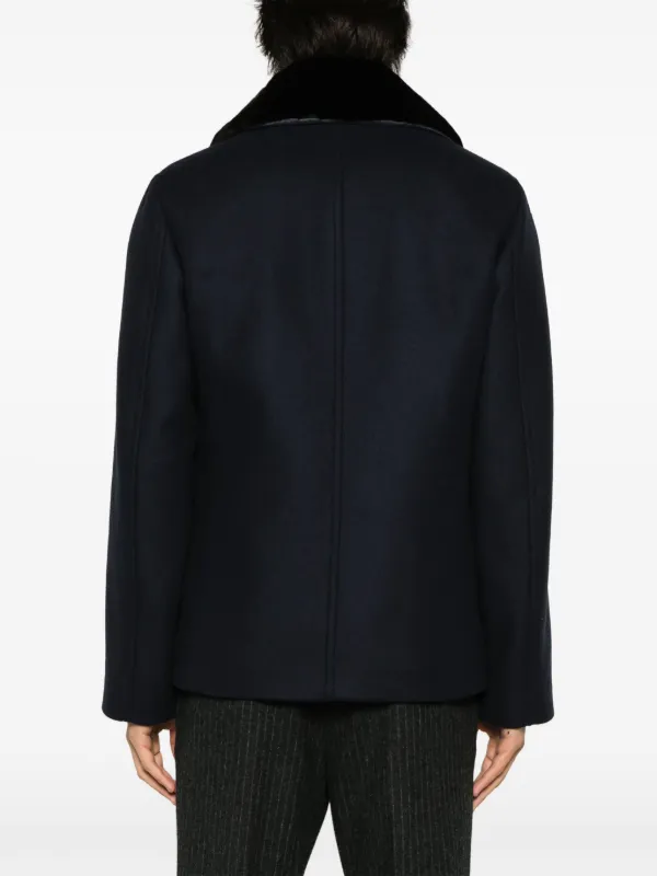 Prada double-breasted Wool Peacoat | Blue | FARFETCH PL