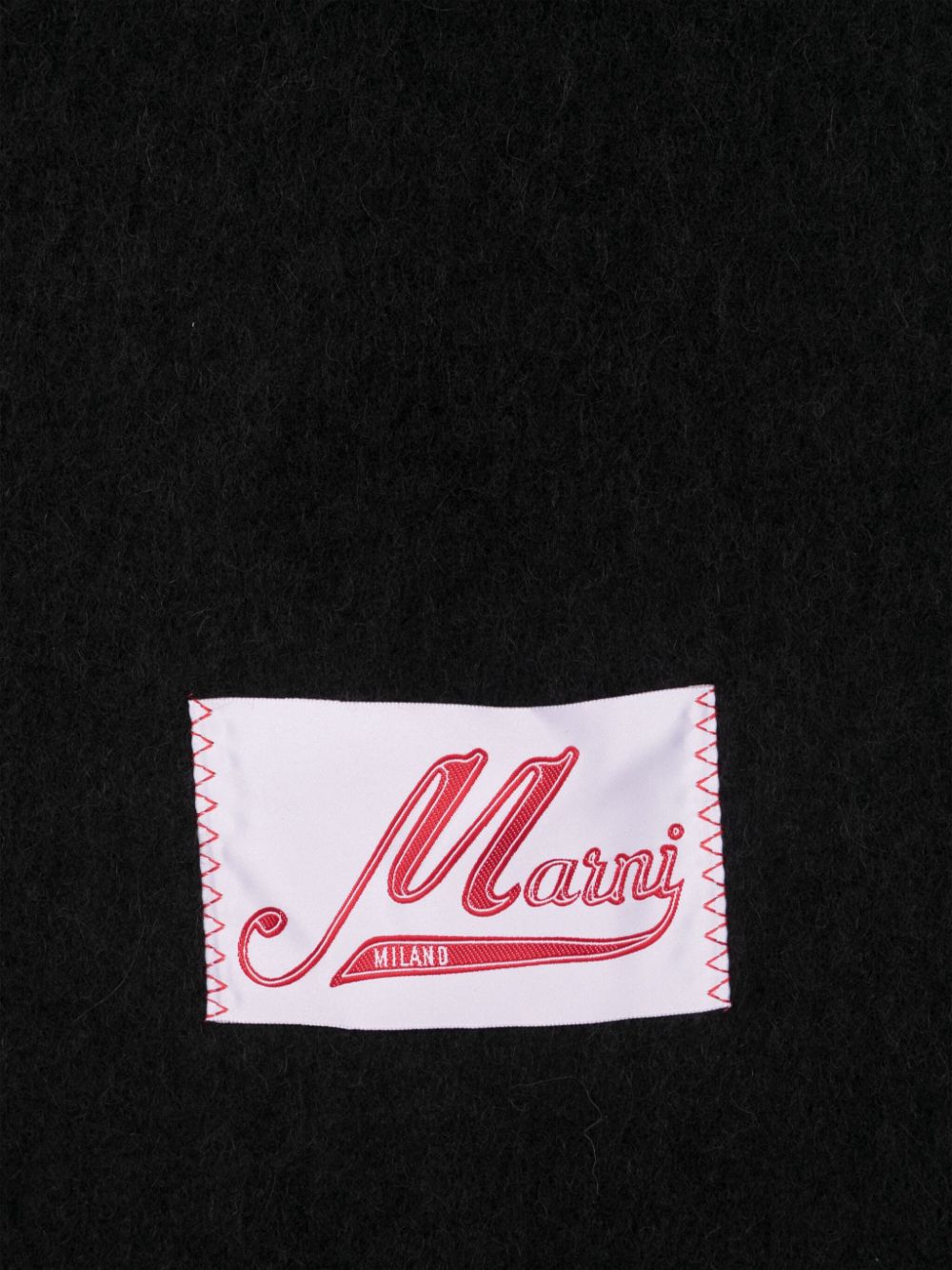 Marni logo-patch knitted scarf - Zwart