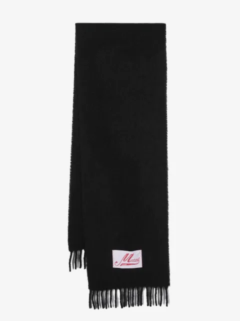 Marni logo-patch knitted scarf