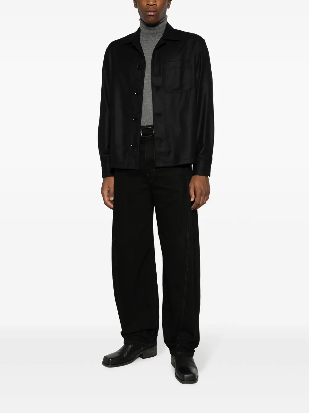 Brioni chest-pocket cashmere shirt - Zwart
