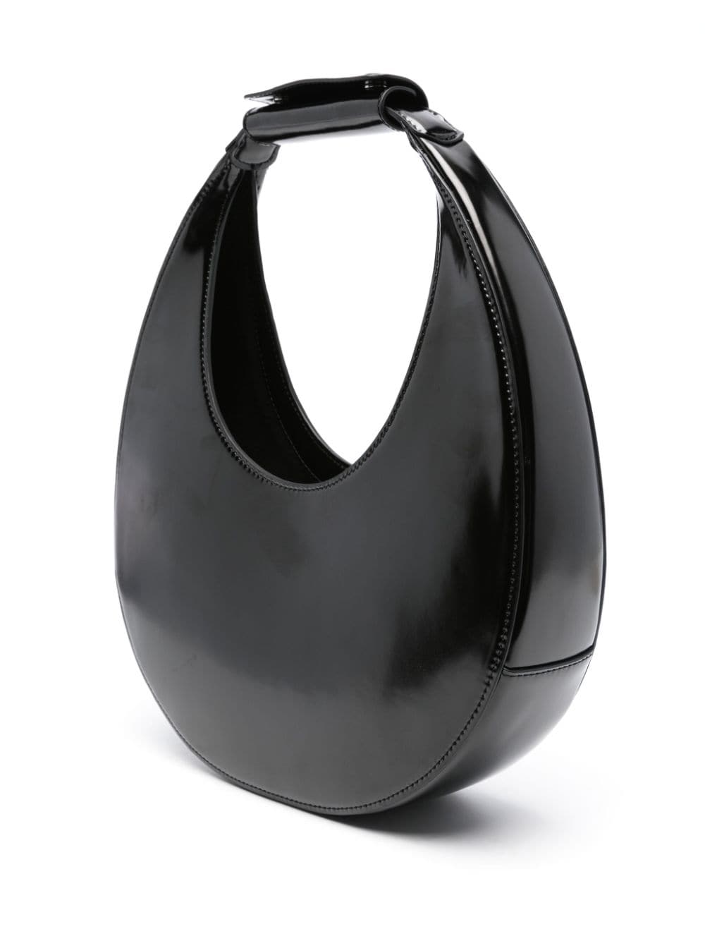 Shop Staud Moon Leather Shoulder Bag In Black