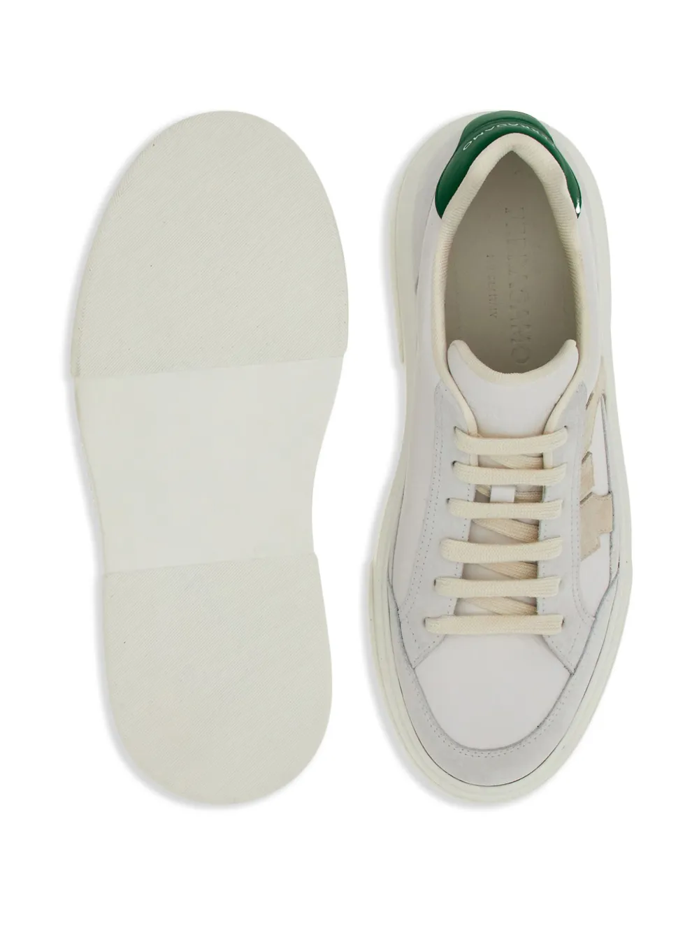Ferragamo Gancini-patch Calfskin Sneakers In White