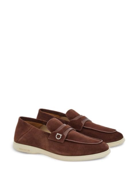 Gancini-plaque suede loafers