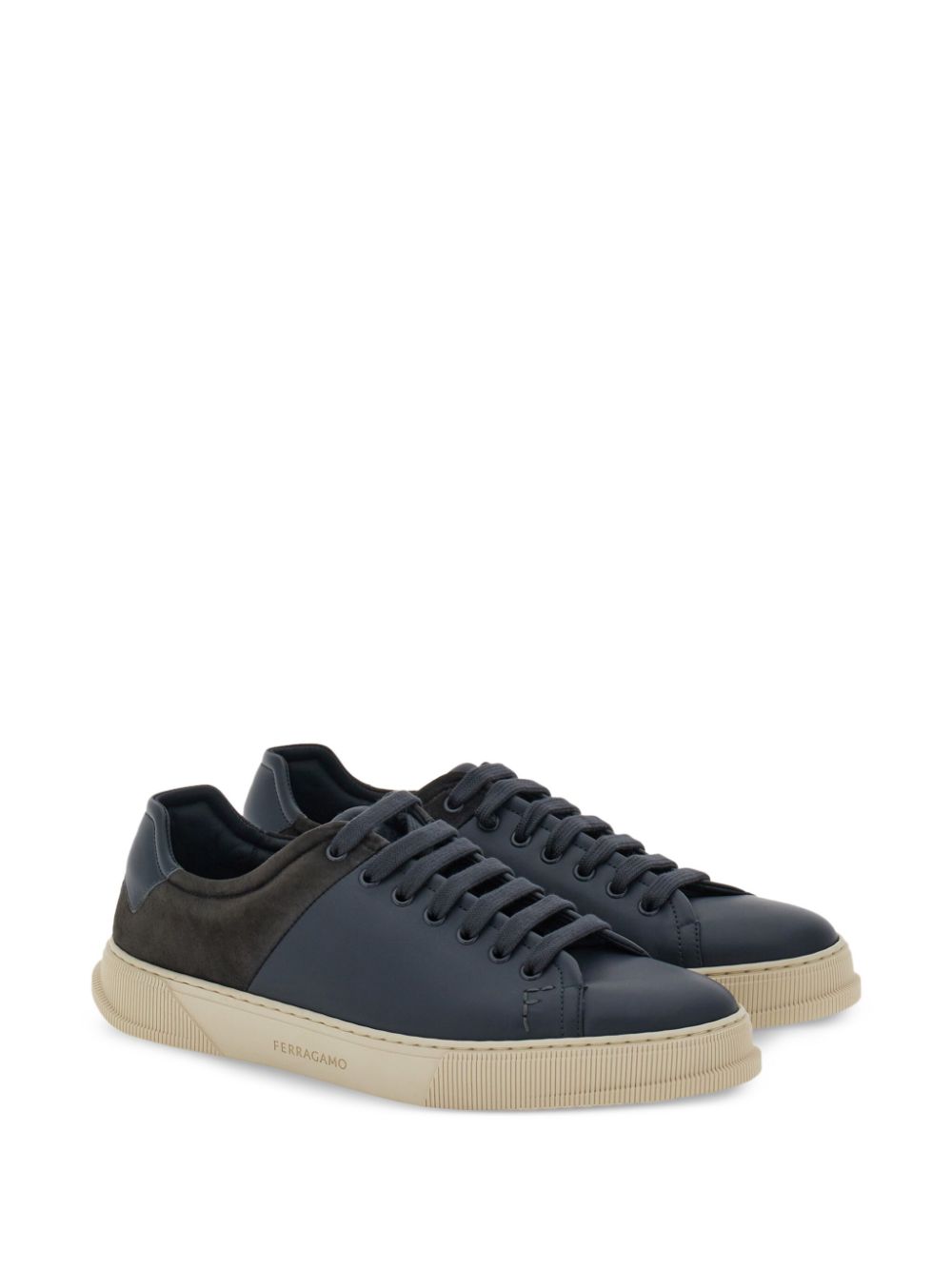 Ferragamo lace-up leather sneakers - Grey