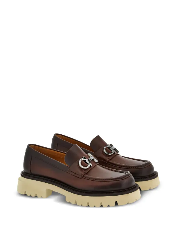 ★関税込み★ FERRAGAMO DARK BROWN LEATHER GANCINI LOAFERS Gancini buckle loafer - Men | Ferragamo