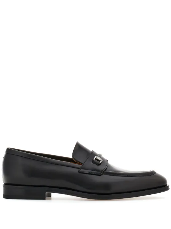 【関税&送料込】Salvatore Ferragamo Black Leather Gancini Be Gancini buckle loafer - Men | Ferragamo