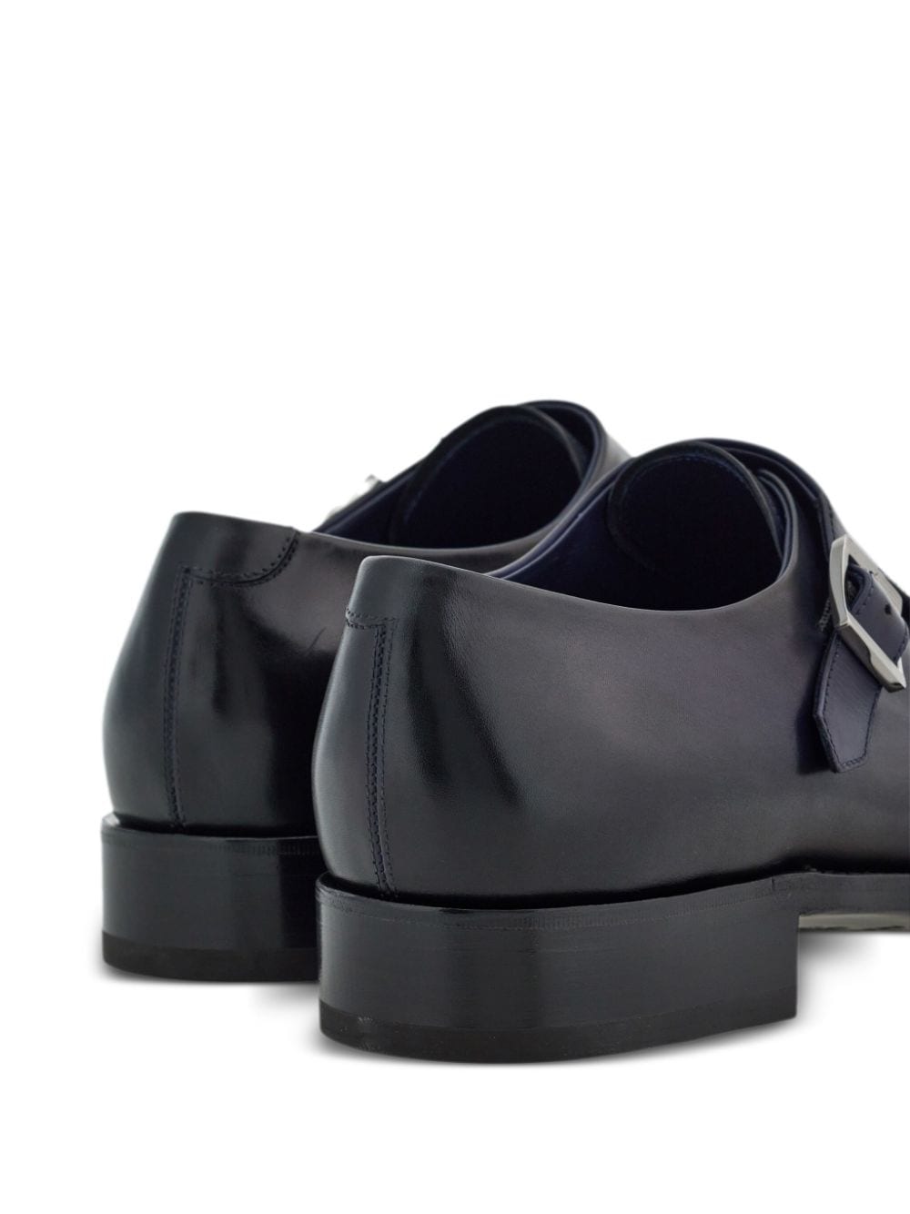 Shop Ferragamo Double-monkstrap Leather Monk Shoes In Blue