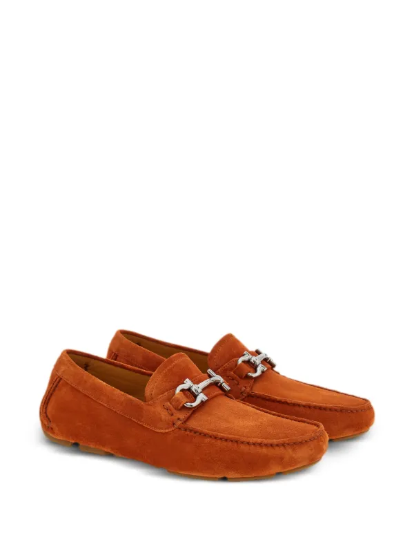 Ferragamo Gancini Suede Driving Shoes | Orange | FARFETCH