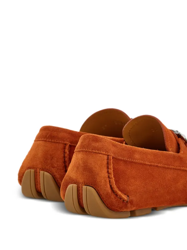 【美品】FERRAGAMO ドライビングシューズ 25cm オレンジ Ferragamo Gancini Suede Driving Shoes | Orange | FARFETCH