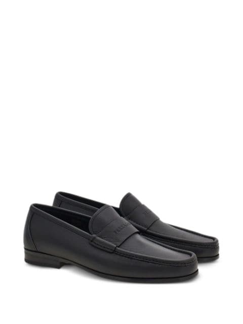 logo-debossed leather loafers