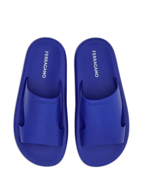 Ferragamo open toe Leather Slides Blue FARFETCH KW