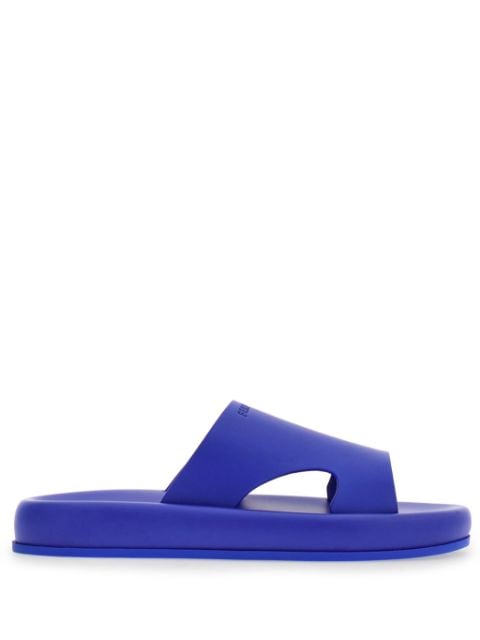 open-toe leather slides