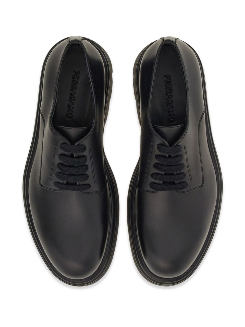 Shop Ferragamo Lace-up Leather Derby Shoes In Black