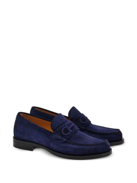 logo-embroidered leather loafers 