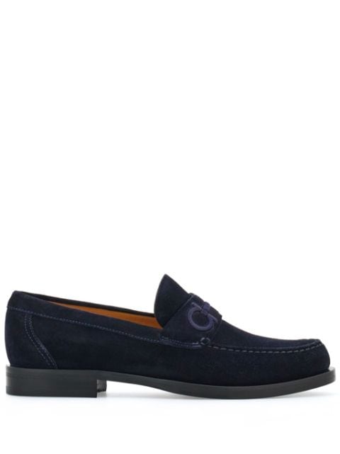 logo-embroidered leather loafers 