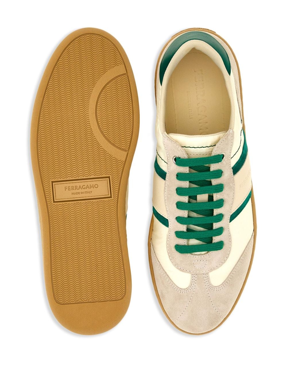 Shop Ferragamo Panelled Lace-up Sneakers In White
