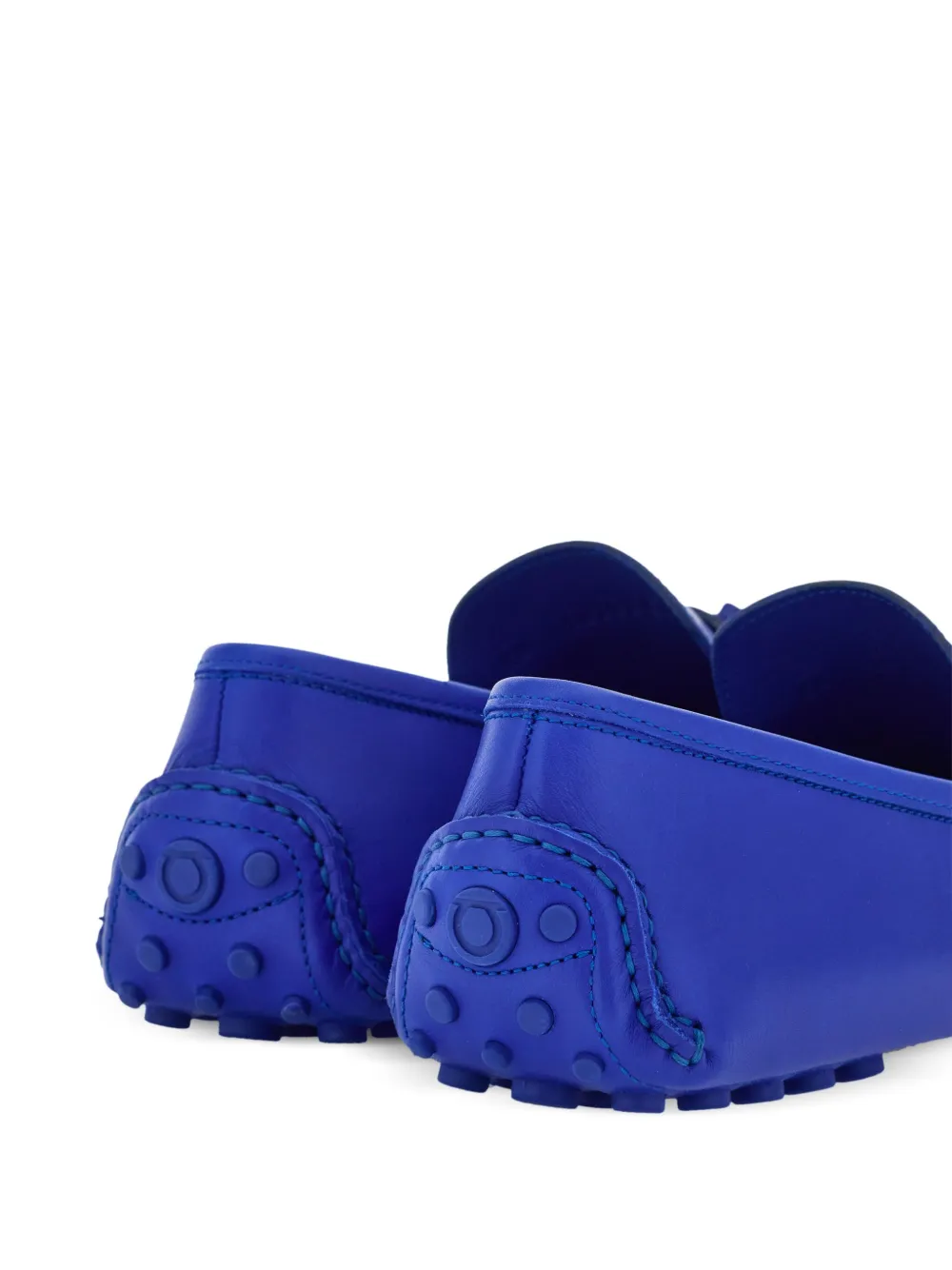  Ferragamo Driver Gancini-plaque Leather Loafers - Blue 