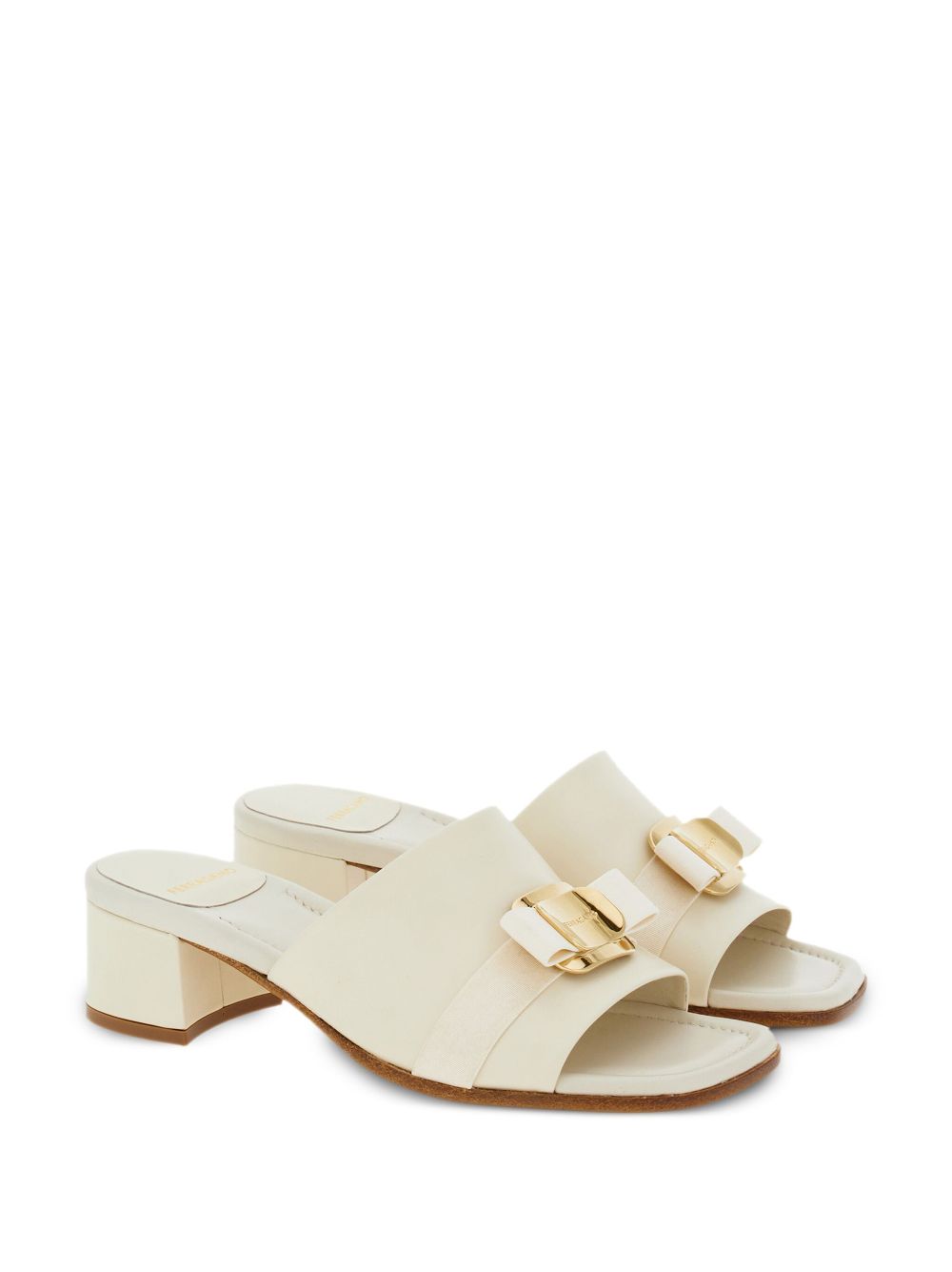 Shop Ferragamo Vara 40mm Mules In White