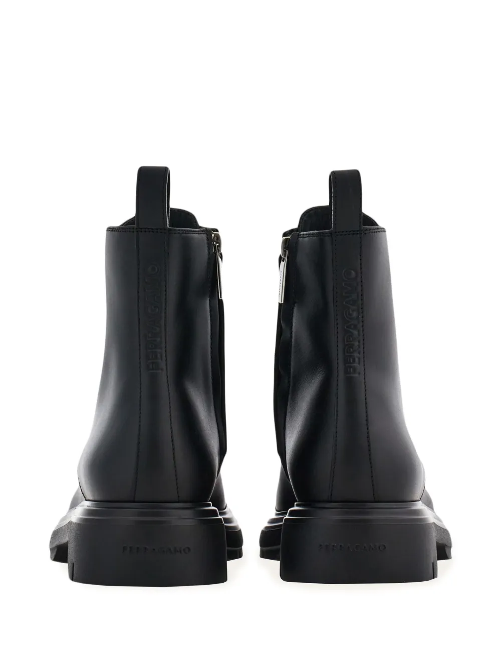 Shop Ferragamo Combat Leather Boots In Black