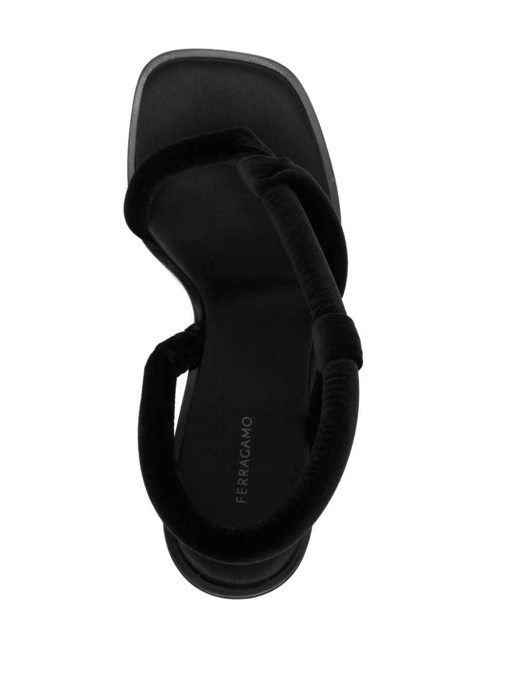 Ferragamo 85mm fluwelen sandalen Zwart