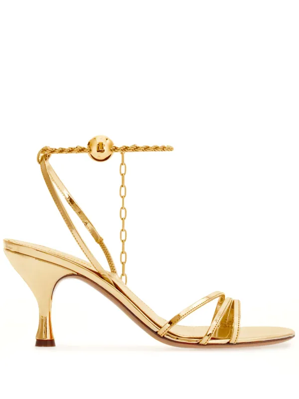 Ferragamo 70mm Ankle-chain Sandals in Gold