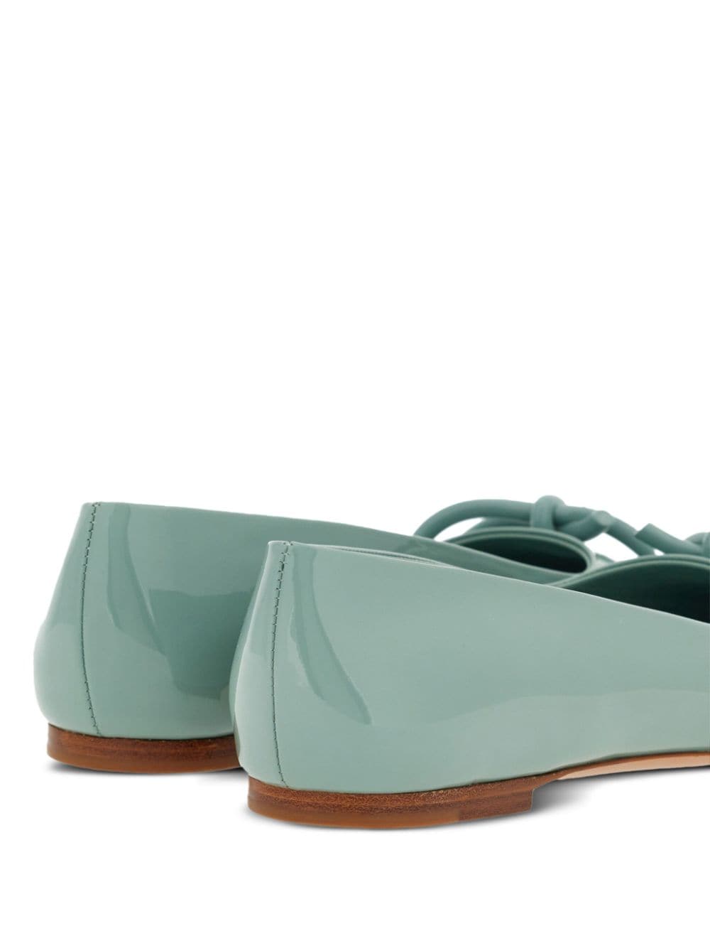 Shop Ferragamo Bow-detailing Leather Ballerina Shoes In Green