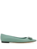 Ferragamo New Vara-bow lambskin ballerina shoes - Green