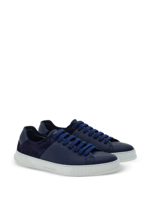 Ferragamo レースアップ レザースニーカー | ブルー | FARFETCH JP