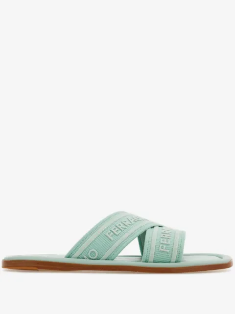 logo-print round-toe slides