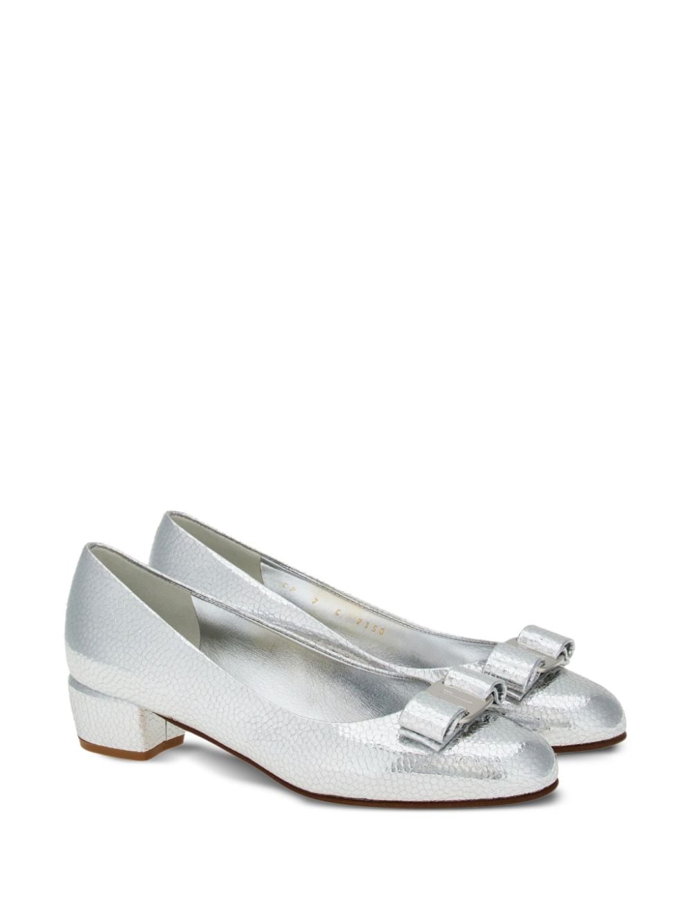 Ferragamo 30mm Vara-bow leather pumps - Silver