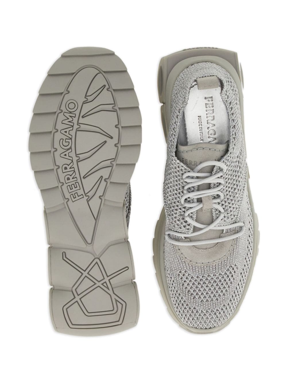 Shop Ferragamo Running Lace-up Sneakers In Silver