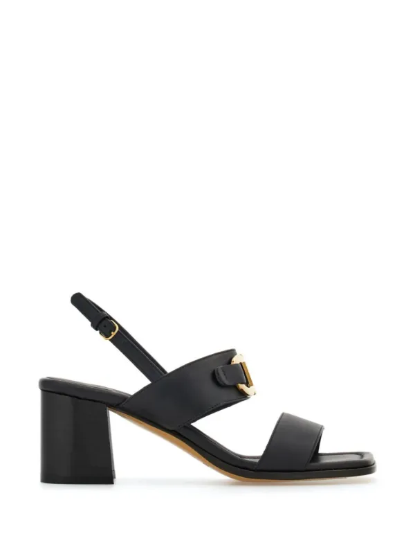 Ferragamo Gancini-buckle Leather Sandals in Black