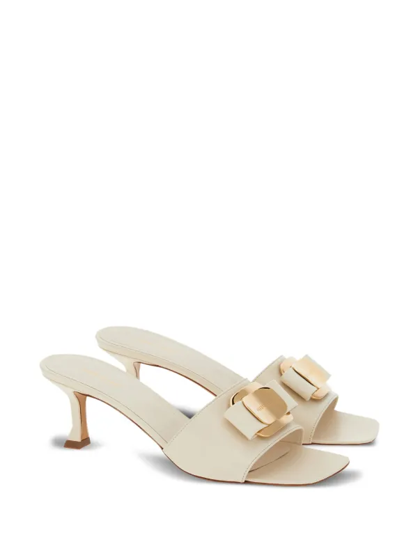 Ferragamo 55mm bow-detailing Leather Mules | White | FARFETCH
