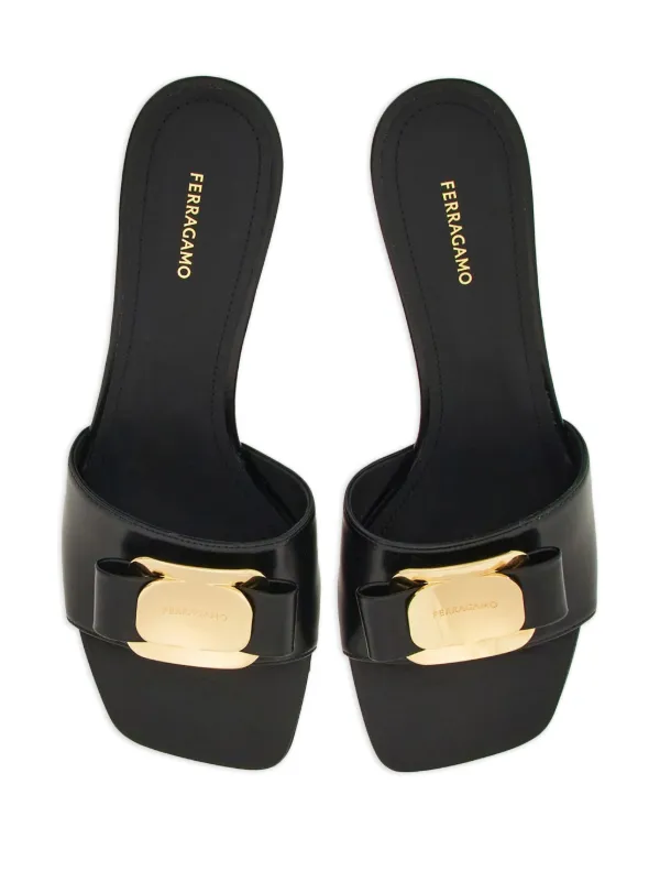 Ferragamo 55mm bow-detailing Leather Mules | Black | FARFETCH GR