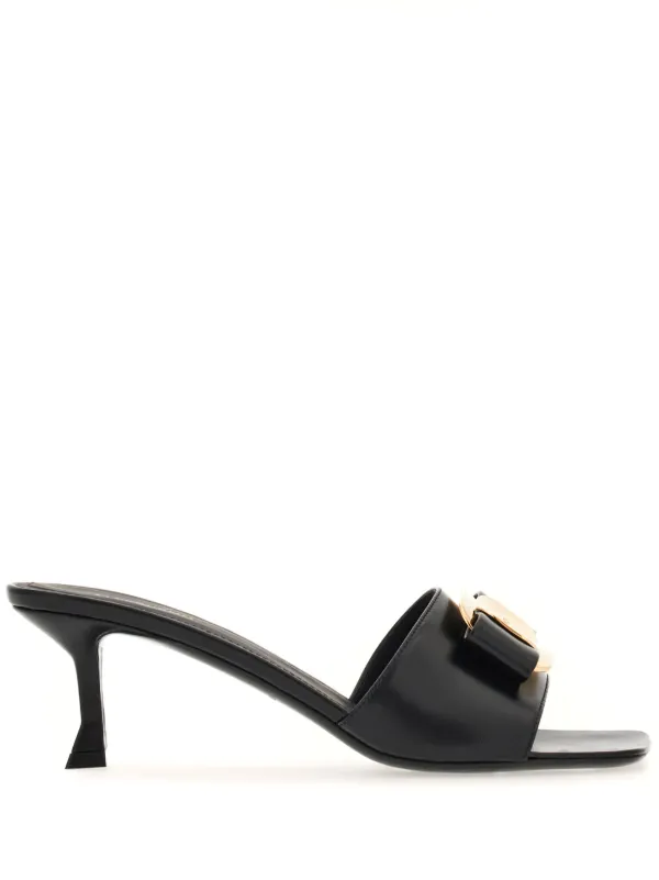 Ferragamo 55mm bow detailing Leather Mules Black FARFETCH IE