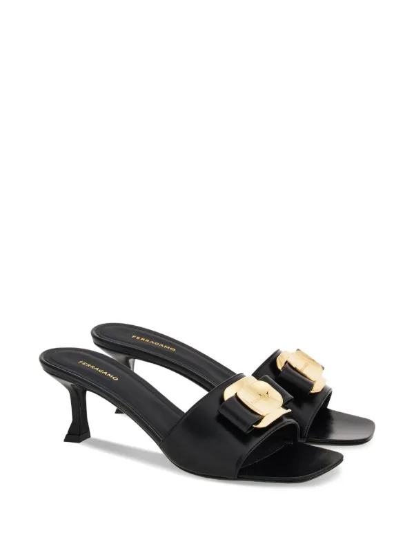 Ferragamo 55mm bow-detailing Leather Mules | Black | FARFETCH GR