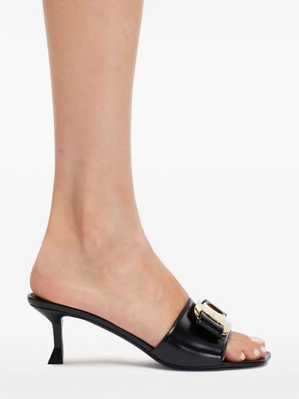 【送料&関税込】Ferragamo Leather Mules With Bow Ferragamo 55mm bow-detailing Leather Mules | Black | FARFETCH JO