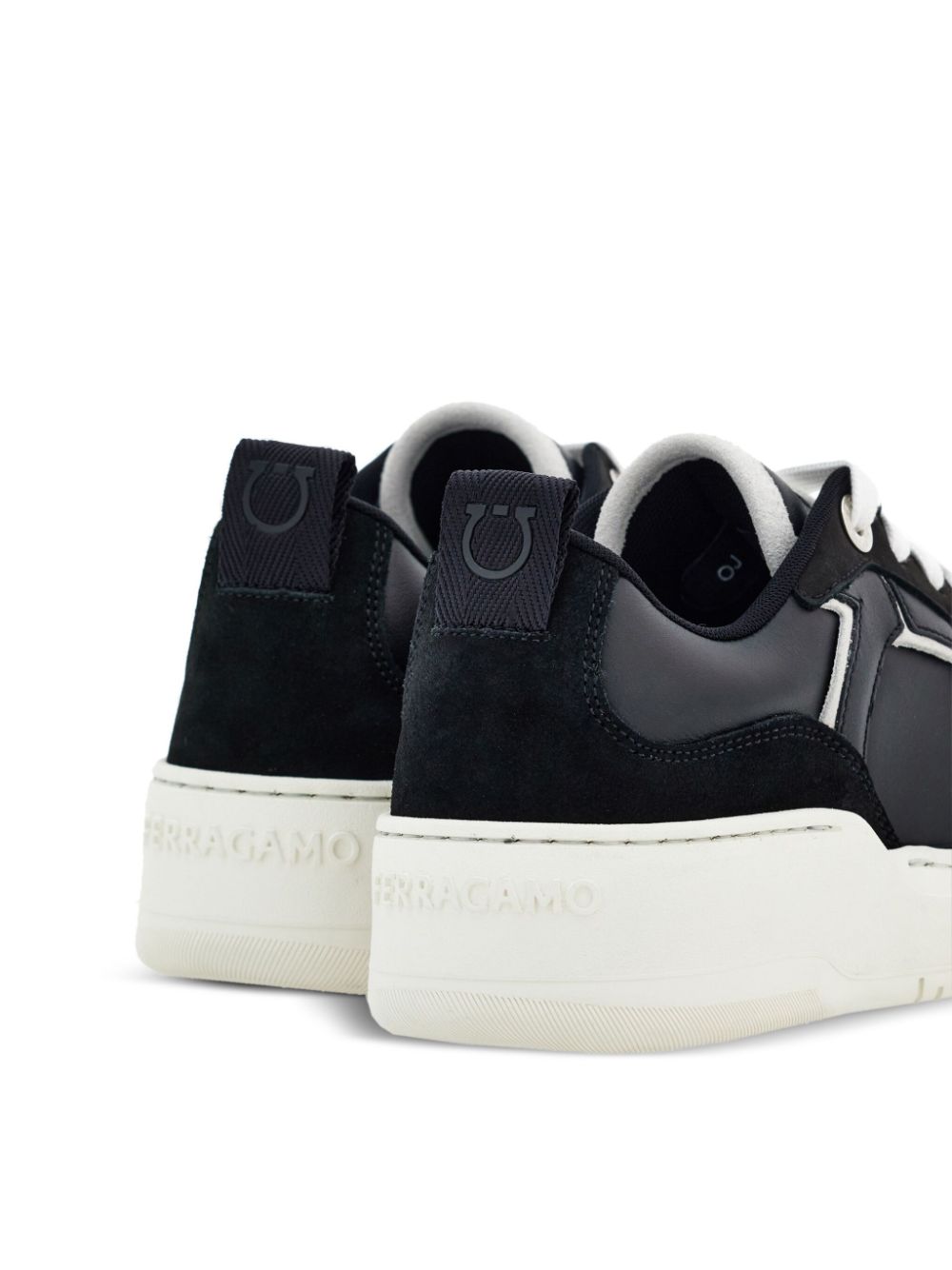 Shop Ferragamo Gancini Lace-up Sneakers In Black