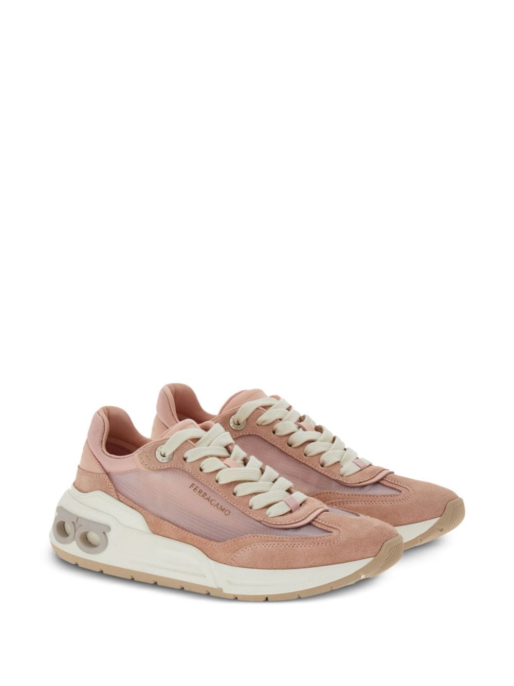 Shop Ferragamo Panelled Low-top Sneakers In Pink