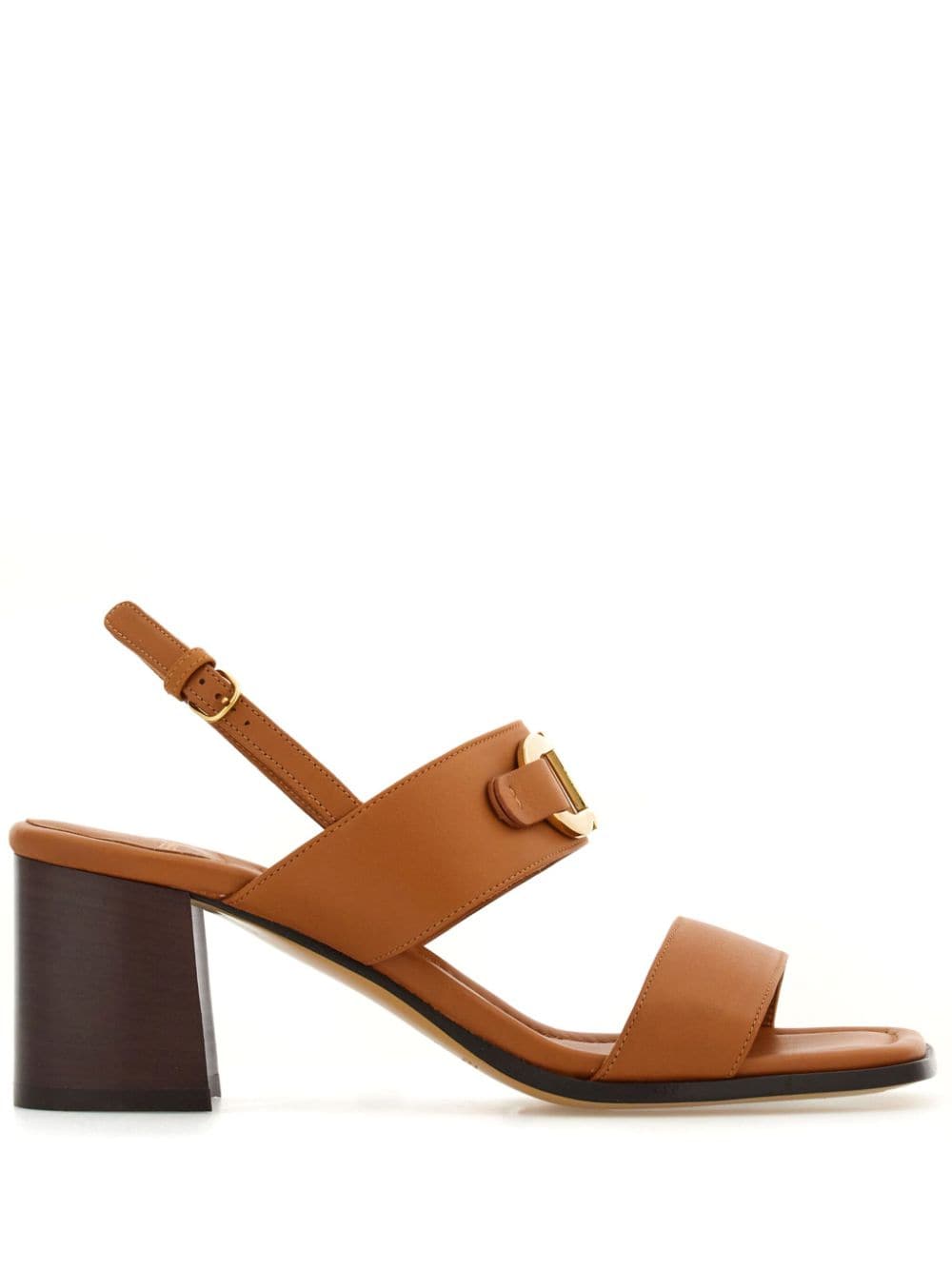 Shop Ferragamo 55mm Gancini-buckle Leather Sandals In Brown
