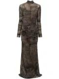 Blumarine graphic-print ruched dress - Green