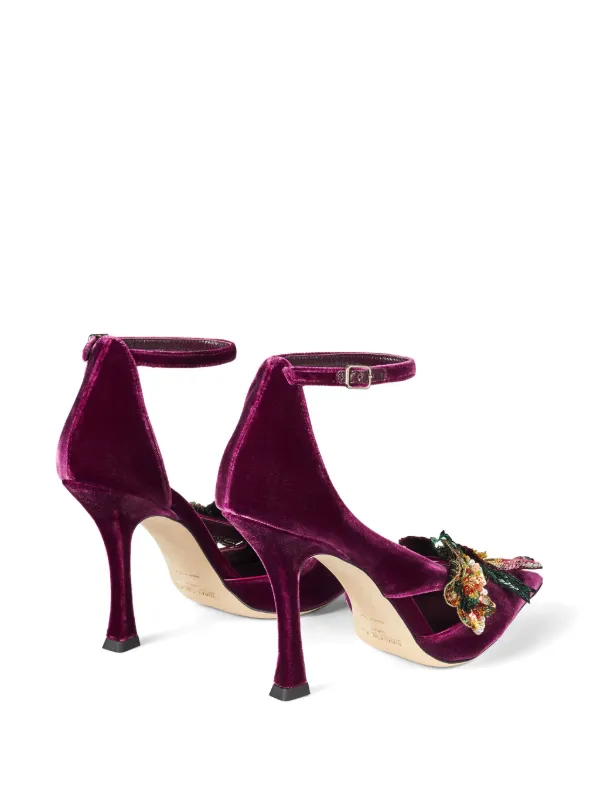 Jimmy Choo Azara 100mm floral-embellished Pumps | Purple