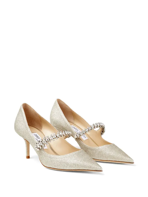Jimmy Choo Bing 65mm glitter-effect Pumps | Gold | FARFETCH
