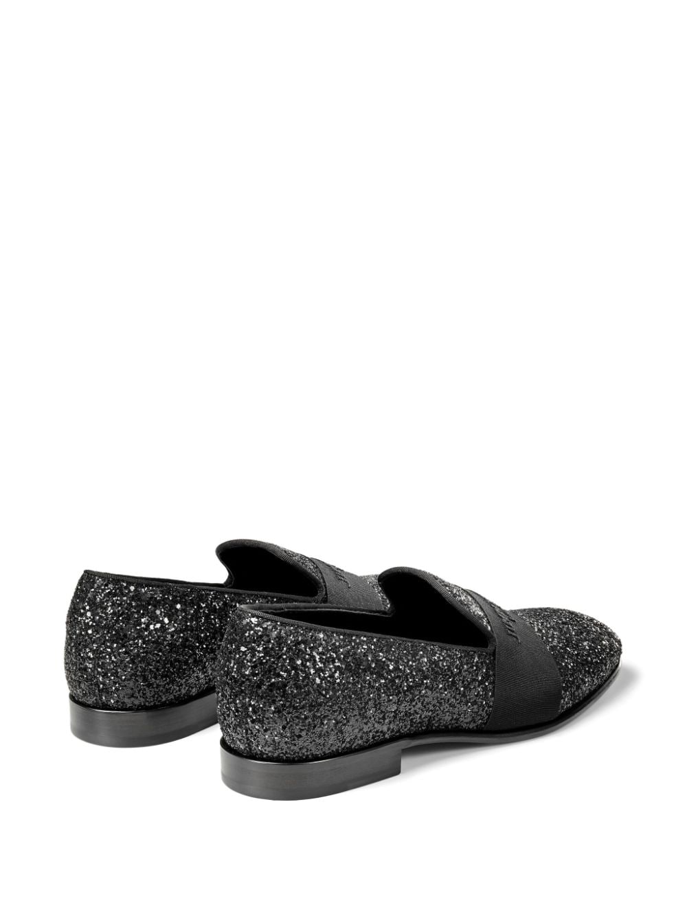 Shop Jimmy Choo Thame Glitter-embellished Loafers In Black