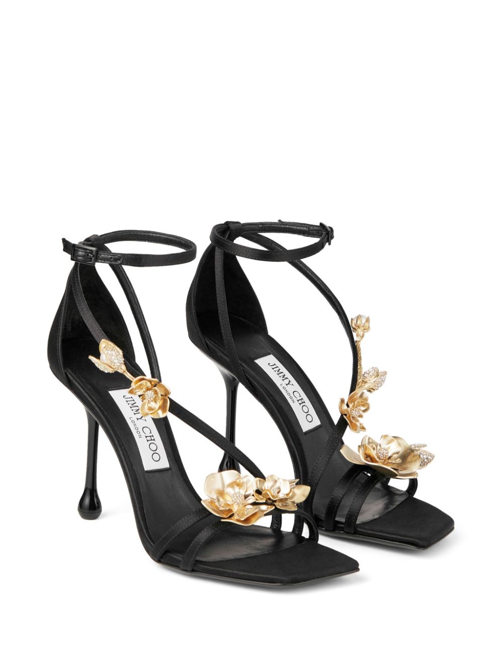 Jimmy Choo Zea 95mm floral-appliqué sandals - Black