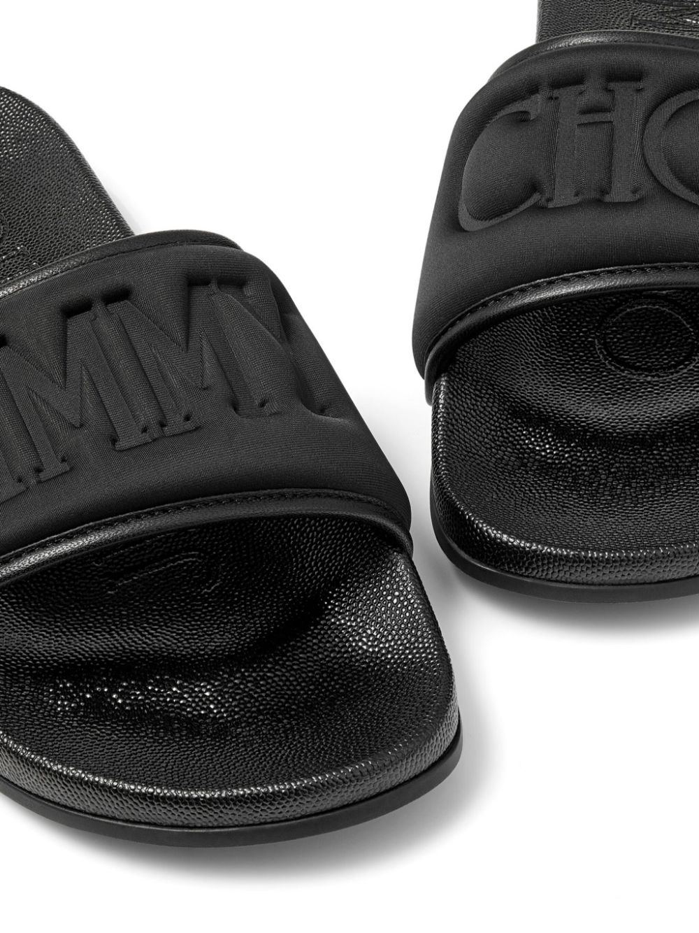 Shop Jimmy Choo Fitz Logo-debossed Slides In V Black/black