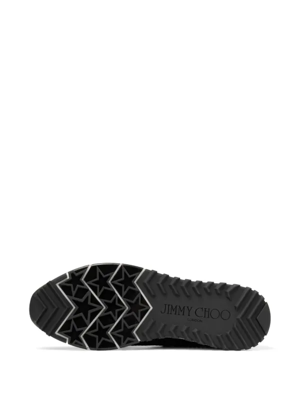 スニーカー JIMMY CHOO VELES PEARL EMBELLISHED SNEAKERS Veles | Latte Crochet Knit Low-Top Trainers with Pearls
