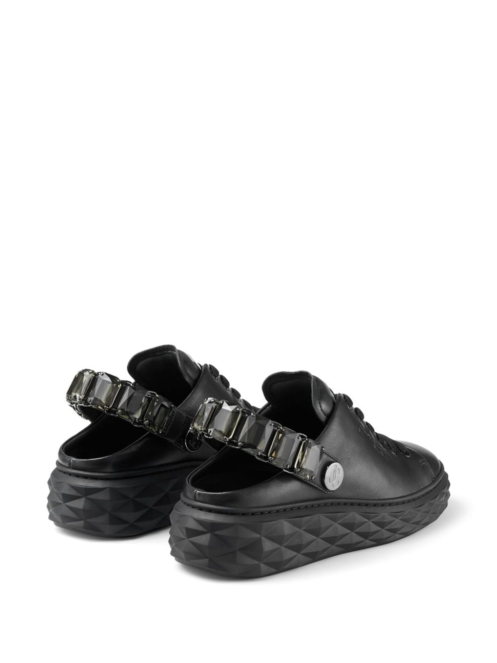 Shop Jimmy Choo Diamond Sling Leather Sneakers In Black